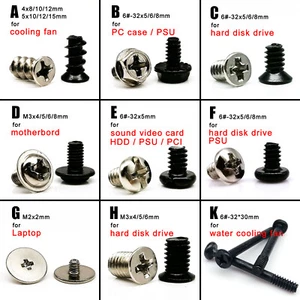 50pcs Computer PC Case HDD SSD Phillips Flat Round Head Repair Mount Screw Bolt - Picture 1 of 19