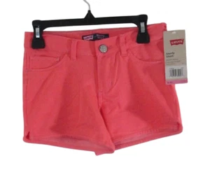 NWT Levis Girls Stretch Knit Denim Shorty Shorts 10 Reg Peach MSRP$36 - Picture 1 of 2