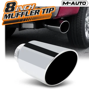 Chrome 15" Slant Exhaust Pipe Tail 5"Inlet 8"Outlet Muffler Digonal Cut Roll Tip - Picture 1 of 10