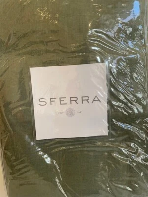 Linen Tablecloth 66x106 Sage Green with hemstitch hem details from Europe SFERRA - Image 1 of 4