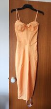 House Of CB Ladies Myrna Tangerine Satin Corset Midi Dress Size XS New