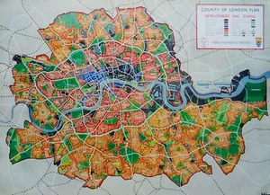 Original 1943 Plan / Map County of London Plan LONDON DEVELOPMENT & ZONING PLAN - Bild 1 von 5