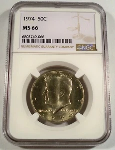 1974 CLAD NGC MS66 KENNEDY HALF DOLLAR 50c MS 66 - Picture 1 of 4