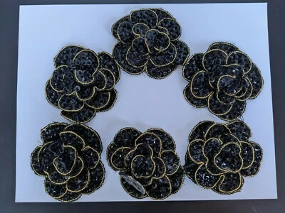 Black Rose Iron-On/Sew-On Embroidered Patch, Applique Motif - Goth Punk Alt Emo - Image 1 of 4