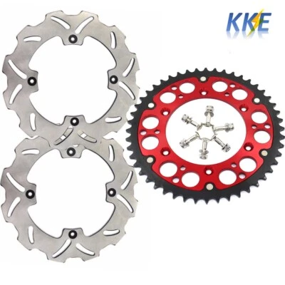 Piñón híbrido rojo KKE y rotor de disco trasero delantero apto para RMZ250 2007-2018 RMZ450 2005 Foto 1 de 4