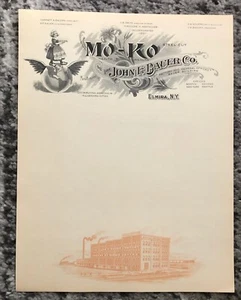 Antique Coffee Stationary Letterhead & Envelope 1897 Mo-Ko John Bauer Elmira NY - Picture 1 of 14