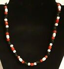Handmade Black Hemp Cord Necklace Red White Wood Beads Homemade Jewelry Wooden