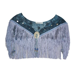 Multicolor Fringe Conchos Western Shawl Collar Cape Cowboy Fring Rockabily #1473 - Picture 1 of 12