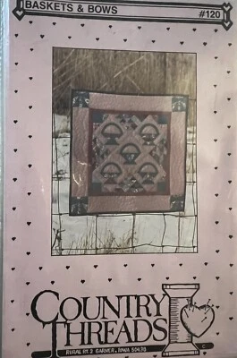 Country Threads pattern #120 Baskets & Bows 22" Quilt uncut - Image 1 of 2