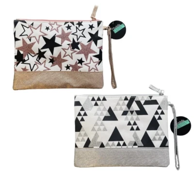 Lot Of 2 Modella Fashion Forever Wristlet Makeup Bag, Glitter Accents 9in x 7in - Image 1 of 4