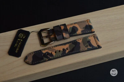 26 mm Cinturino vacchetta camouflage 26/22 Pam Italy Handmade Leather Watch Band - Immagine 1 di 4