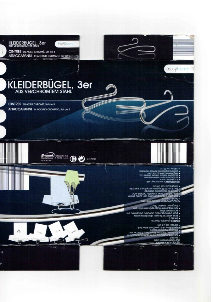 12 x BREMEL SPEZIELLER KLEID HOSE GARDEROBE BÜGEL METALL CHROM - Bild 1 von 1