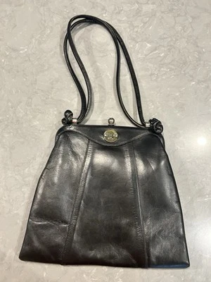 Vintage 60s 70s Etienne Aigner Handmade Black Leather Shoulder Bag Designer - Image 1 of 4