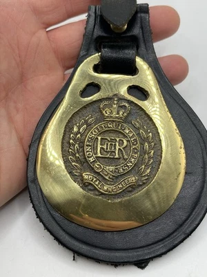 Rare & Vintage Royal Engineers Horse Buckle Brass On Leather - Image 1 of 4