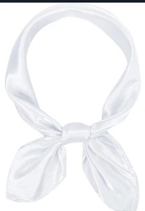 Women Silk Feeling Scarf Satin Head Scarves Square 23.6” White 2 Pack C389 - Picture 1 of 5