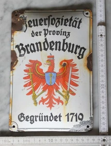 email schild gewölbt feuer soz. provinz brandenburg adler alt top vintage deko - Picture 1 of 16