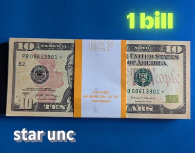 $10 STAR  NOTE 2017A Uncirculated NEW TEN BEP Dollar Bill NEW YORK  1 pcs - Image 1 of 4