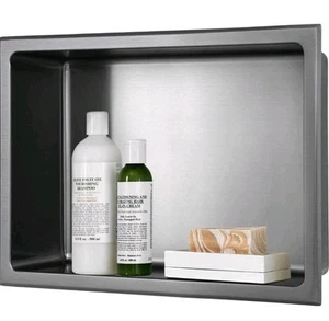AKDY 16" W x 12" H x 4" D Stainless Steel Bathroom Shower Wall Niche Matte Black - Picture 1 of 1