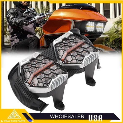 For Harley Road Glide 2015-2023 Dual LED Headlight Projector DRL High/Low Beam - Image 1 of 4