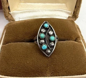 Vintage Zuni Türkis und Sterling Silber Ring Diamantform Indianer - Bild 1 von 10