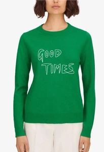 Suéter Jersey Bella Freud Good Times Verde Lana Merino Talla Mediana - Imagen 1 de 5