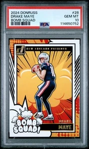 2024 Panini Donruss Bomb Squad #28 Drake Maye Insert RC Patriots PSA 10 - Picture 1 of 2