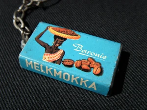 BARONIE MELKMOKKA CHOCOLATE VINTAGE 1970s ADVERTISNG KEYRING HOLLAND PLASTIC BAR - Picture 1 of 6