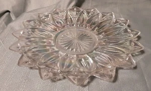 Federal Clear Glass Iridescent Carnival Vintage Flower Petal Bowl - Picture 1 of 10