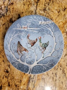 Signed France Haviland Limoges Plate Three French Hens Decorative 12 Days 1972 - Picture 1 of 7