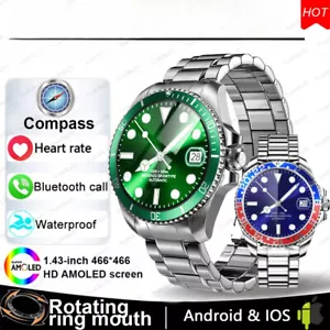 Herren Kompass GPS Track Smartwatch Amoled Always Display Temperatur Uhr BT Call - Bild 1 von 28