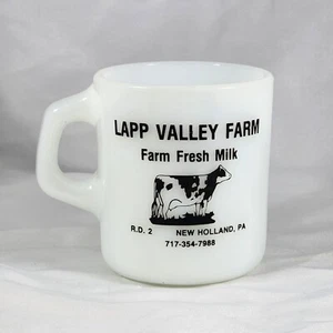 Vintage Galaxy Milk Glass Coffee Mug Dairy Cow Lapp Valley Farm Advertising Cup - Picture 1 of 6