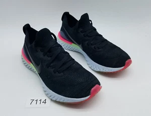Nike Epic React Flyknit 2 (GS) Youth's Size 6.5Y Running Shoes Black Sapphire - Picture 1 of 12