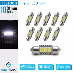10x 6000K White 31mm Festoon Bright Light Bulbs for Interior Dome - Picture 1 of 6