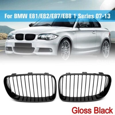 Front Bumper Grilles Gloss Black For BMW E81 E82 E87 E88 128i 130i 135i 2007-13 - Image 1 of 4