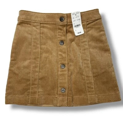 NWT Brooks Brothers Girls Corduroy Skirt Size 5 Snap Button Front Pockets Tan - Image 1 of 4