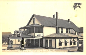 Webster NH Richfield Gas Station Pumps Spur Soft Drink Coca-Cola RPPC Postcard - Picture 1 of 2