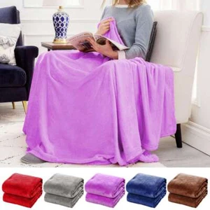 Super Soft Light Weight Coral Fleece Warm Throw Blanket for Couch/Sofa/Bed/Chair - Picture 1 of 15