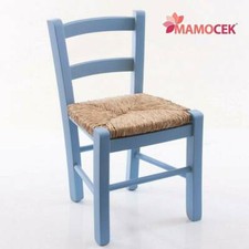 SEDIA Seggiolina sediolina bambino bimbo impagliata azzurro seduta cm-30x25 h53