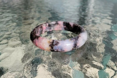 Natural Rhodonite Bangle Inner Diameter 57mm Pink Gray - Image 1 of 4