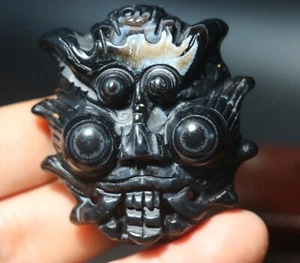 Máscara de fantasma feo de ónix tibetano Magic Energy cara hebilla de cinturón para hombre amuleto grande $$$ - Imagen 1 de 13