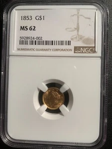 1853 MS62 NGC $1 Liberty Head Gold  - Picture 1 of 4