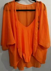 $159 Relleciga Paris costume da bagno donna L sfacciato 1 pezzo e copricostume arancione set 2 pezzi - Foto 1 di 19