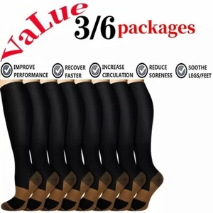 3/6x Calcetines de compresión para diabéticos para neuropatía inflamados linfedema bariátrico Sox - Imagen 1 de 12