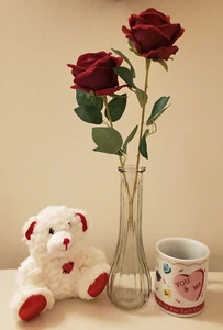Valentine Roses, I Love You Teddy Bear & You & Me Kaffeetasse Valentinstag - Bild 1 von 3