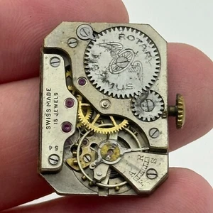 20.5mm Running Rotary Maximus Cal 54 Tank Watch Movement Manual Wind PARTS - Picture 1 of 21