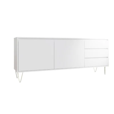 White 2-Door Sideboard Cabinet with 3 Drawers – Modern Design Storage Unit 160cm - Image 1 of 4