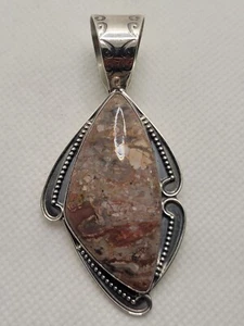 Ciondolo Jay King diaspro brecciato naturale fatto a mano argento sterling 925 firmato - Foto 1 di 9