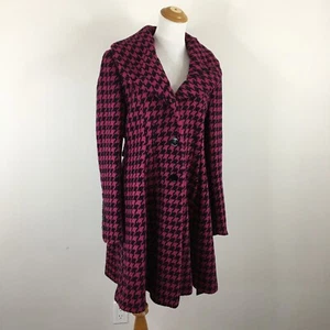 NWT EXPRESS Womens sz Small/Medium Drk Fuschia Pink Black Wool Blend Coat Jacket - Picture 1 of 12