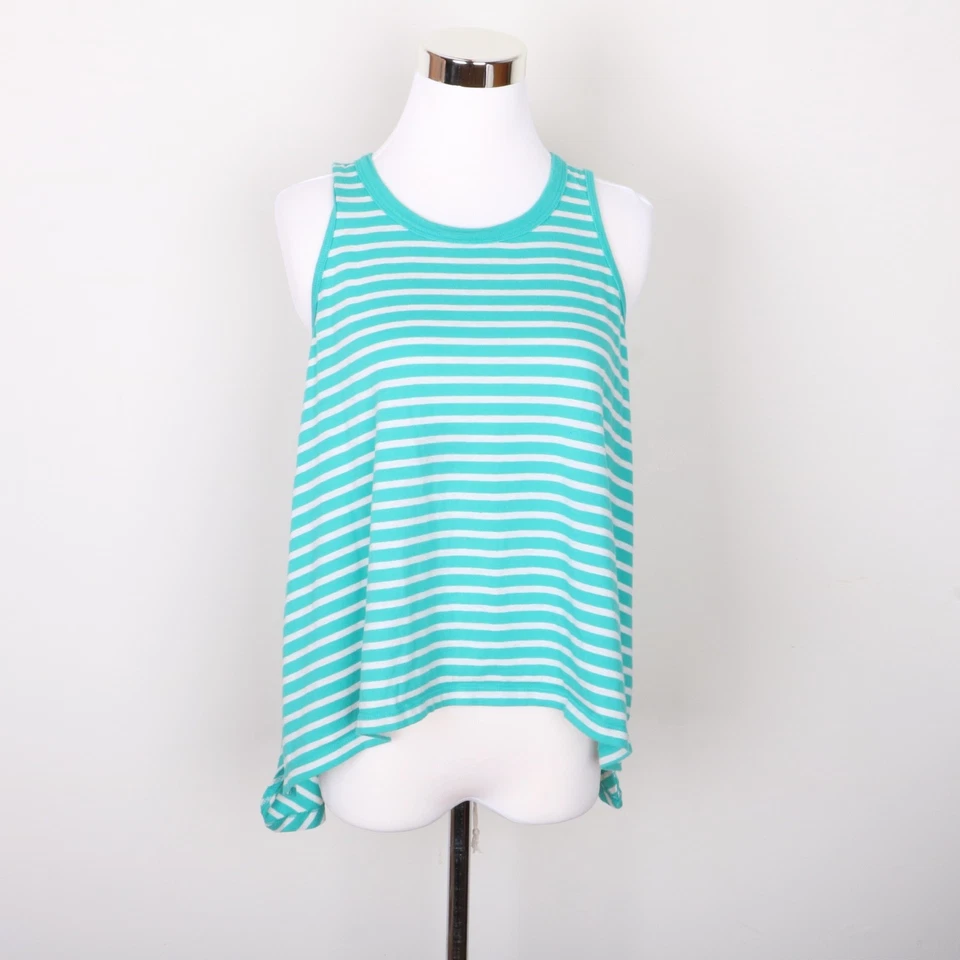 Eye Candy Striped Tank Top Shirt Women's M Green White - Image 1 of 4