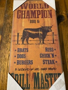 Letrero de madera maestro parrilla barbacoa campeón mundial - Imagen 1 de 1
